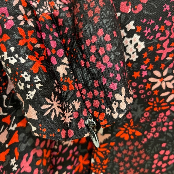 LK Bennett Red and Black Floral Long Sleeve Dress Size 16 - Picture 5 of 8